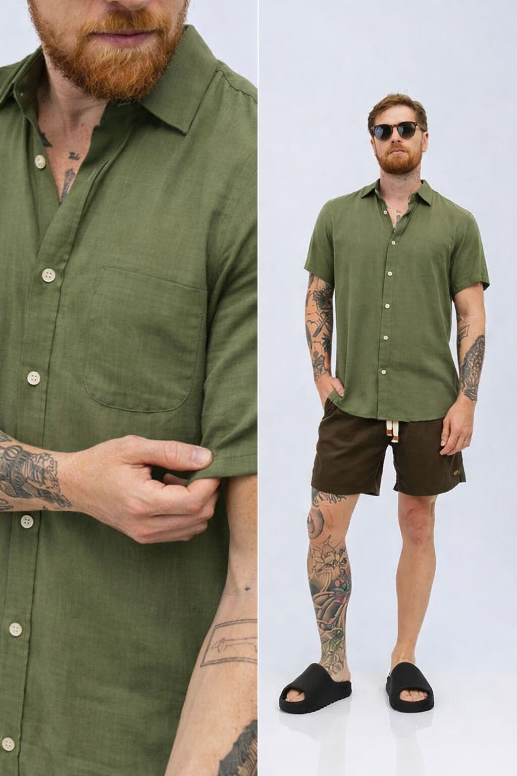 camisa viscose mc guito verde jalape camisa viscose mc guito verde jalape